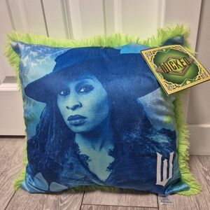 Wicked Musical With Elphaba Graphic Blue & Lime Decorative Throw Pillow. 18 X 18